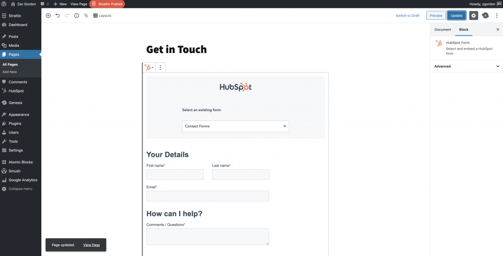 The HubSpot form block