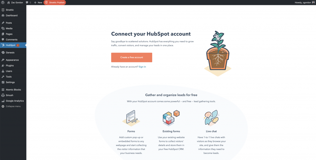 The Hubspot signup process