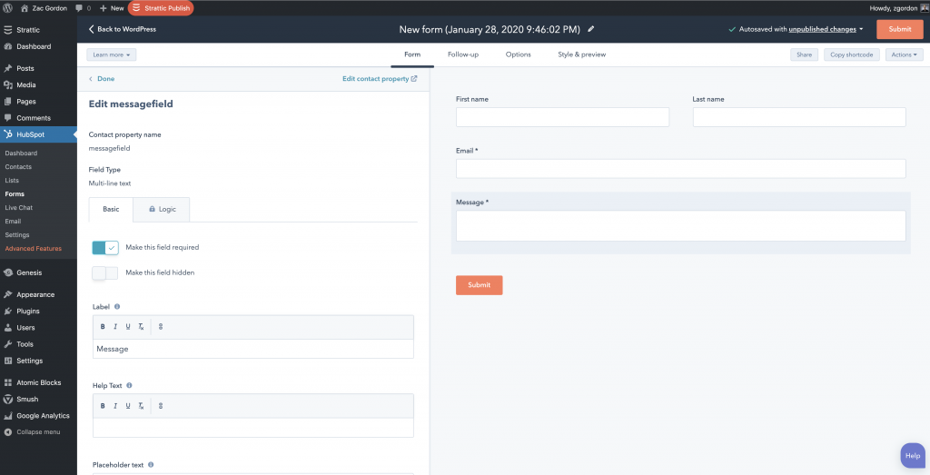 Creating a Custom HubSpot form